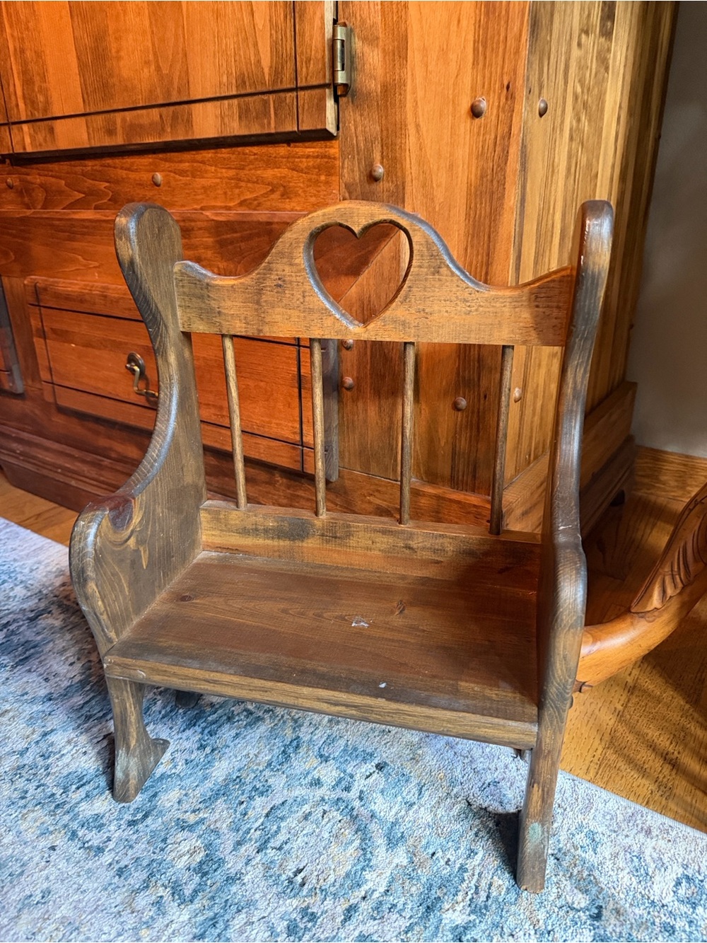 Vtg Wooden Heart Bench Cottagecore Farmhouse Display